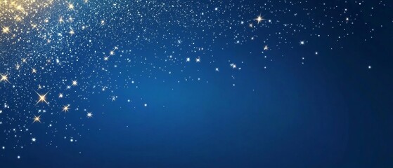Obraz premium Golden Sparkles and Stars on a Deep Blue Background