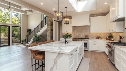 clean and modern kitchen counter, representing stylish space for culinary preparation.