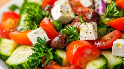 Fresh Herb and Olive Salad on Isolated Background