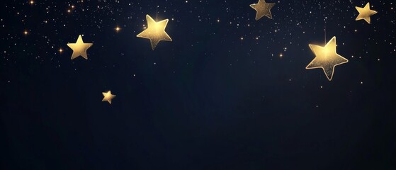 Fototapeta premium Gold Stars Scattered on a Dark Blue Background