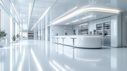 clean, modern laboratory space with white and gray stools, emphasizing sterile environmentillustration