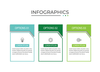 Process business infographic thin line with square template design with icons and 3 options or steps.