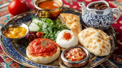 Healthy Eastern Breakfast Foods with Natural Lighting