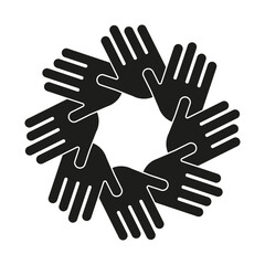 Obraz premium Hands circle icon. Unity symbol. Cooperation graphic. Vector teamwork.