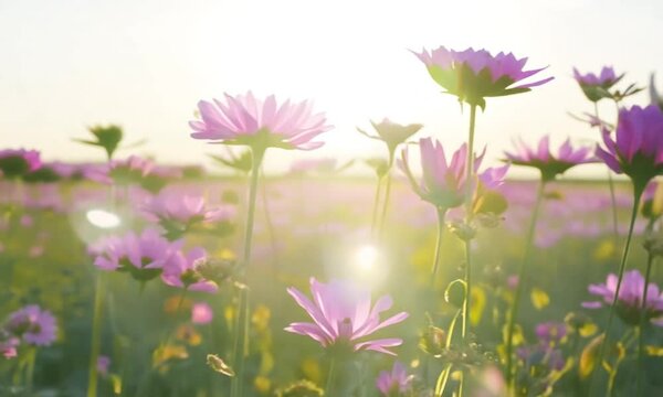 pink cosmos flower in feild