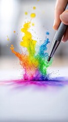 Obraz premium Vibrant Explosion of Color Artistic Expression Through Ink and Imagination