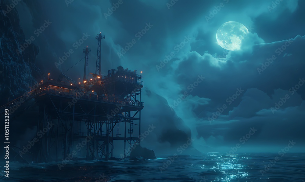 Poster High-Tech Offshore Fuel Processing Platform Converting Ocean Resources into Clean Energy