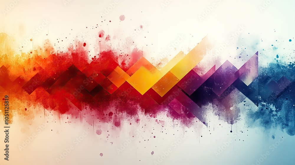Aufkleber colorful arrow-shaped background design with focus on creative presentation concepts and room for te