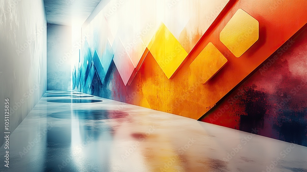 Poster colorful arrow-shaped background design with focus on creative presentation concepts and room for te