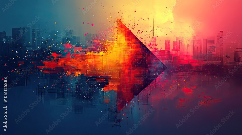 Aufkleber colorful arrow-shaped background design with focus on creative presentation concepts and room for text.image