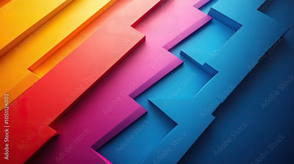 Poster colorful background with arrows pointing in various directions, representing diversity and change in product development.illustration