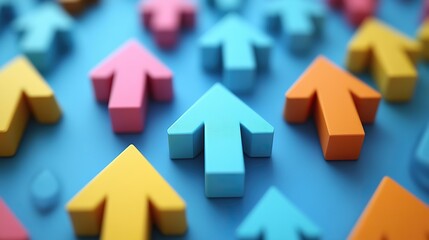 Obraz premium colorful background with arrows pointing upwards, symbolizing personal growth and business development for upward success.