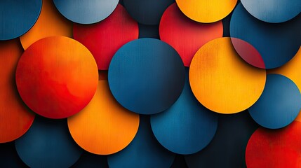 colorful background with vibrant circles adds an abstract and playful element to the illustration