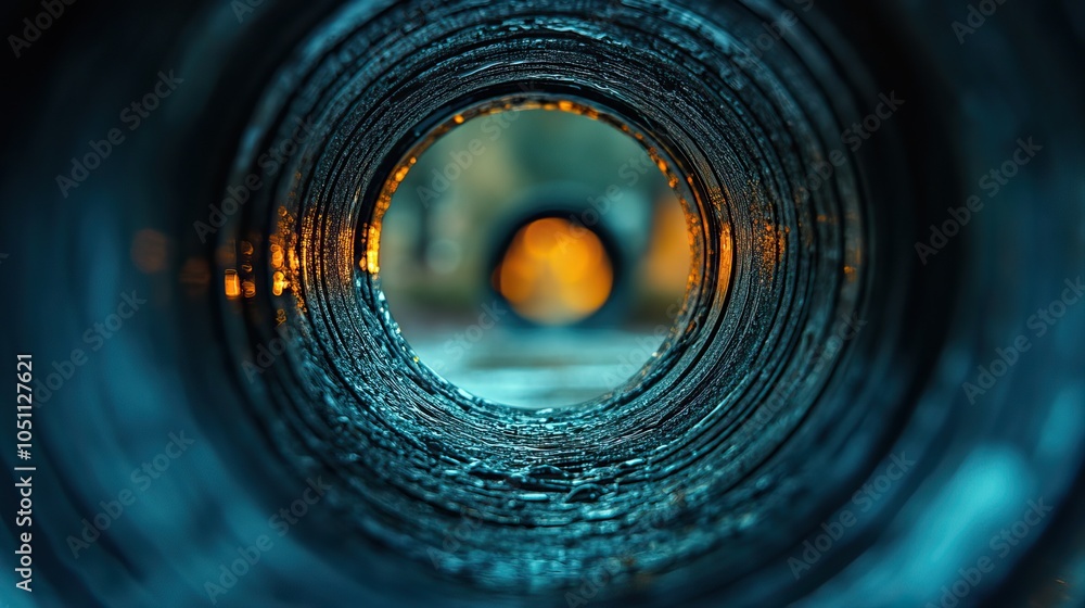 Poster color-toned image shows the diaphragm of camer lens aperture with selective focus, highlighting the 