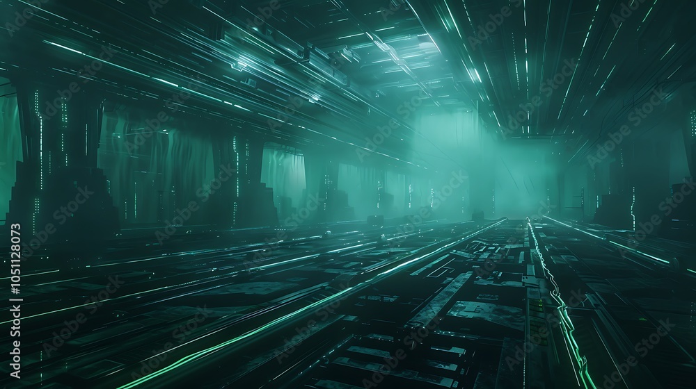 Poster massive futuristic industrial complex manufacturing advanced technology components with ai systems