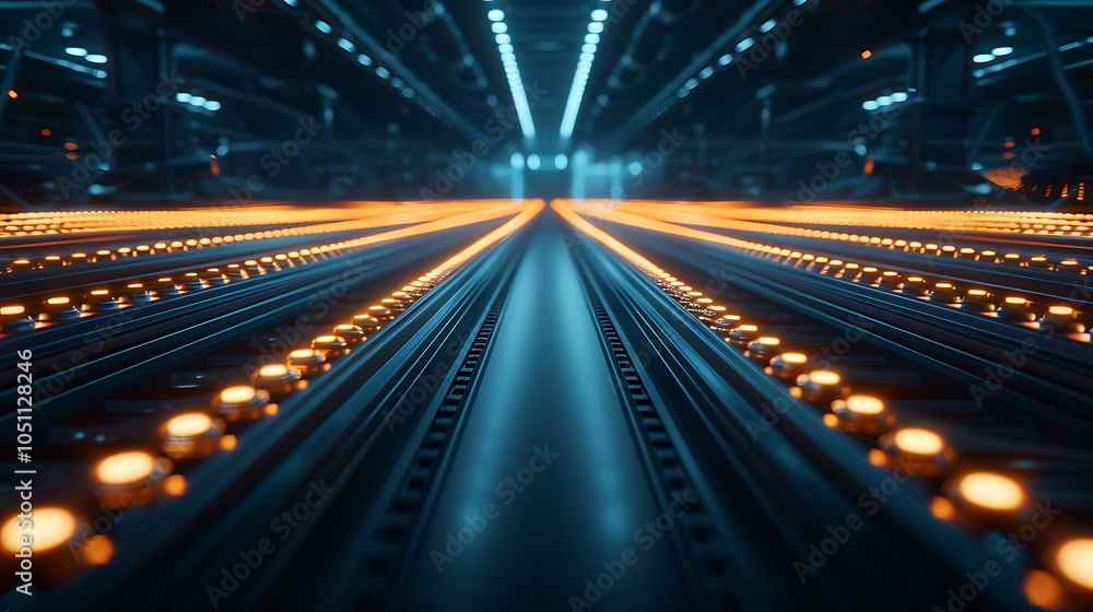 Poster Massive Futuristic Industrial Complex Manufacturing Advanced Technology Components with AI Systems