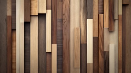 Wooden wall background with many different types of wood