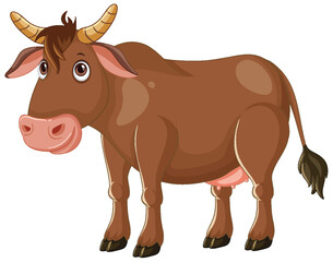 Cartoon Brown Cow Illustration