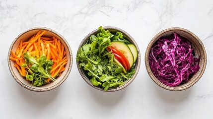 Fresh Vibrant Salads with Leafy Greens and Veggies