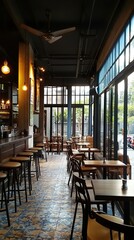 Modern Cafe Interior Design with Industrial Touches