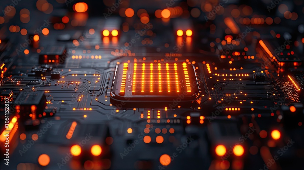 Aufkleber cyberpunk ai circuit board background showcases futuristic digital chip technology in rendering.stoc