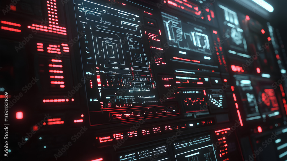 Poster futuristic interface showcasing advanced tech security protocols
