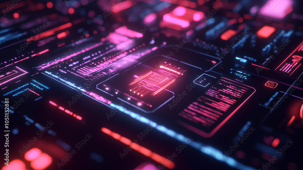 Poster futuristic interface showcasing advanced tech security protocols
