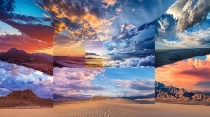 Collage of the sky and natural landscapes generative ai