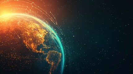 Obraz premium Earth's Network: A Digital Representation of Global Connectivity