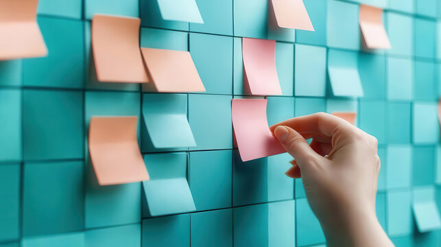 A project management board being rearranged into an organized task system, with clear priorities, rearrange, organize, system