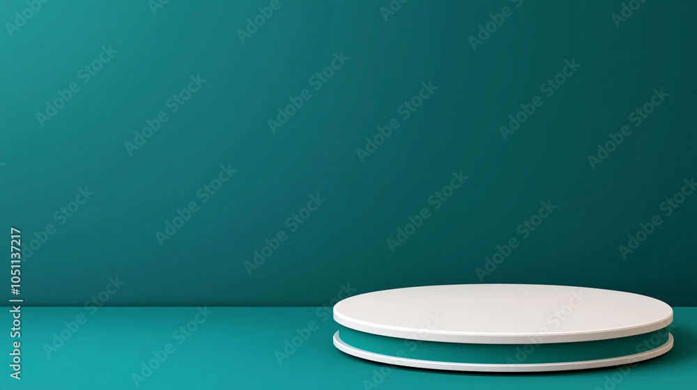 Poster minimalistic green podium with smooth surface and backdrop. ideal for product display
