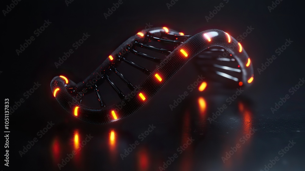 Poster digital representation of dn on dark background, symbolizing scientific innovation.stock photo
