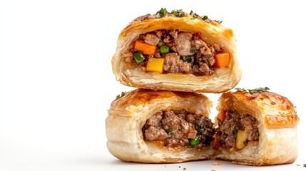 Delicious Meat Pies on a Bright White Background