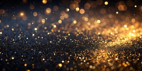 A symphony of golden bokeh on a deep black canvas, reflecting the magic of sparkling light.