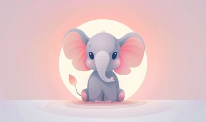 Naklejka premium Cute elephant cartoon animal avatar with trunk simple minimalist background ai generated