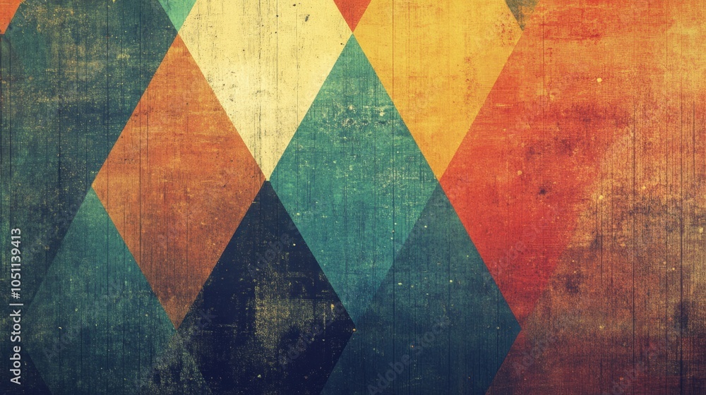 Poster a vibrant arrangement of colorful geometric triangles forms an abstract pattern suitable for use in 