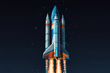Naklejka premium Igniting Innovation Futuristic Rocket Launching into Space
