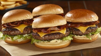 Elegant Burgers in Rustic Setting with Soft Lighting