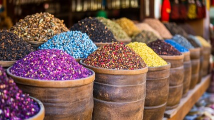 Vibrant Middle Eastern Spices on Rustic Display
