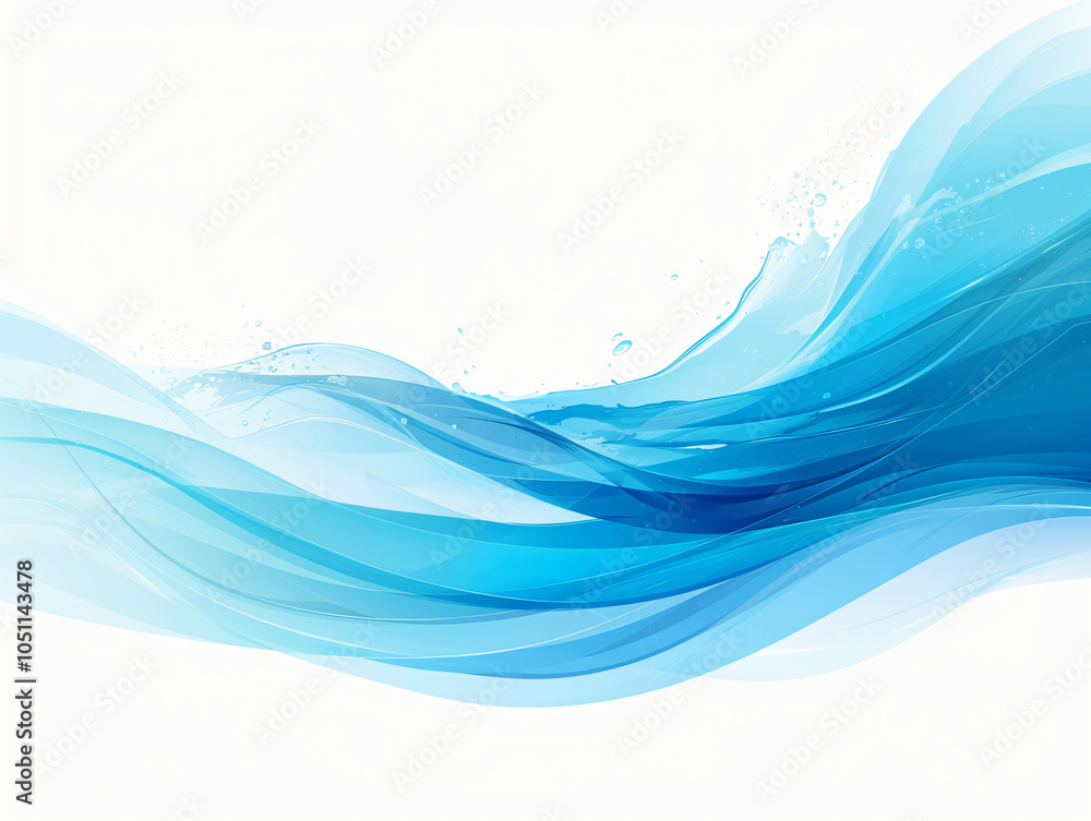 Aufkleber a fluid abstract design featuring blue waves flowing gracefully against a white background, creating
