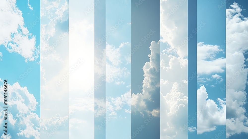 Wall mural collage of the sky with different weather conditions, sunny, rainy, and cloudy generative ai