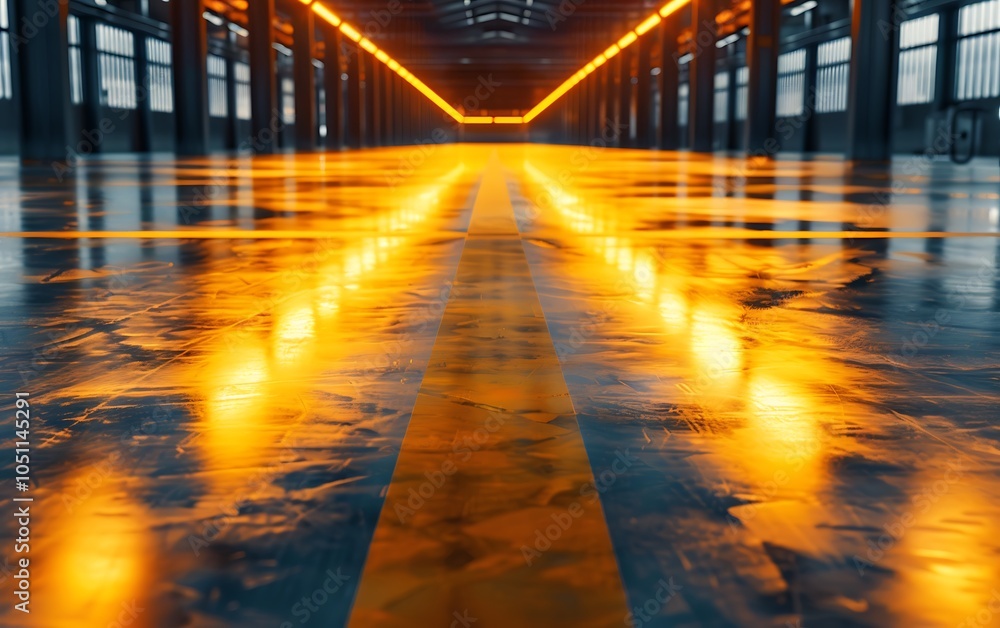 Poster High-Tech Industrial Hub with Autonomous Robots Managing Logistics and Resource Distribution