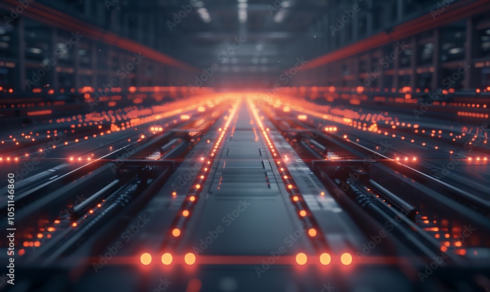 Leinwandbilder futuristic assembly line with advanced robotics producing electronic devices at lightning speed