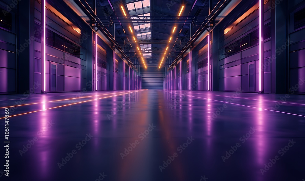 Poster High-Tech Industrial Complex with AI-Driven Machines and Real-Time Digital Analytics
