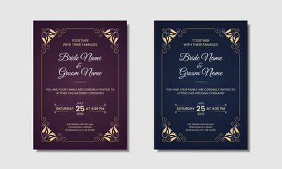 Luxury invitation card design, modern floral invitation card design template