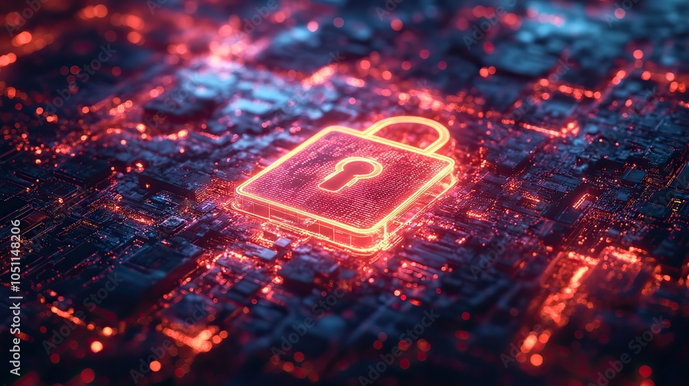 Aufkleber glowing digital cloud security with padlock icon representing dat protection.
