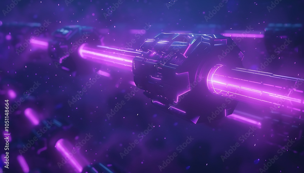 Poster Futuristic Factory with Mechanical Cranes and Robotic Systems Building Advanced Structures