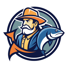 fish and fisherman logo