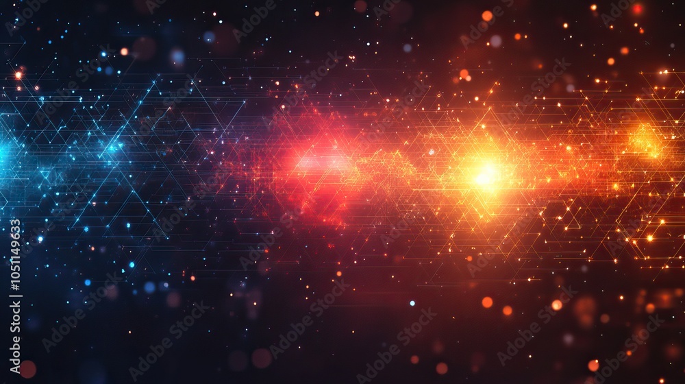 Aufkleber gradient background in red and blue with geometric patterns and dark navy technology theme.image
