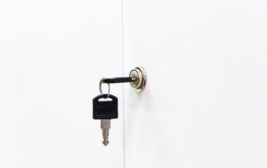 Metal locker white cabinet with key (keychain) Keep things safe in property of room users. Changing...